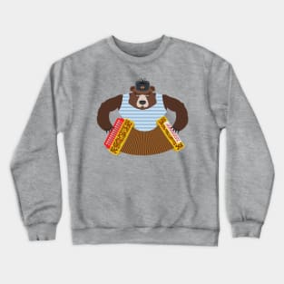 Russian Brown Bear with Accordion Crewneck Sweatshirt